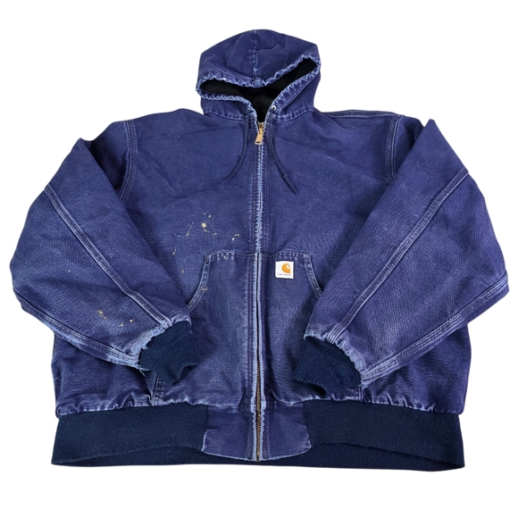 Carhartt Other - Carhartt Vintage Denim Canvas Distressed Thrashed Hooded Work Jacket Jacket